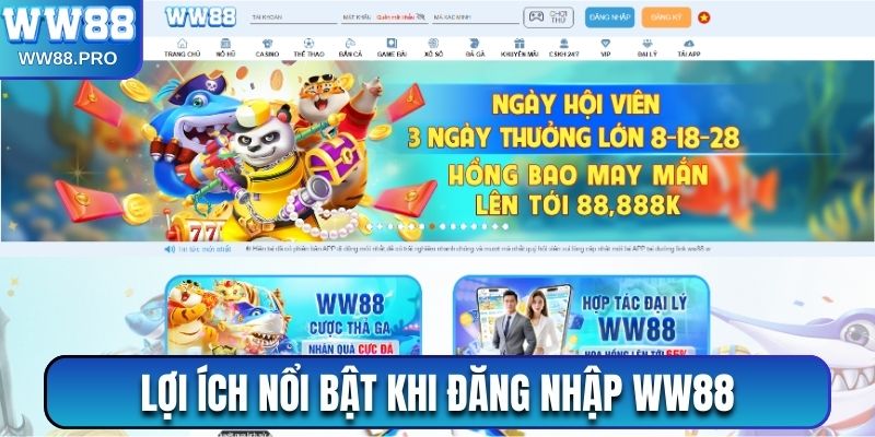 Một số lợi ích nổi bật bạn nhận được khi đăng nhập WW88