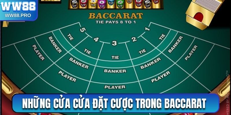 Những cửa cửa đặt cược có trong game Baccarat 